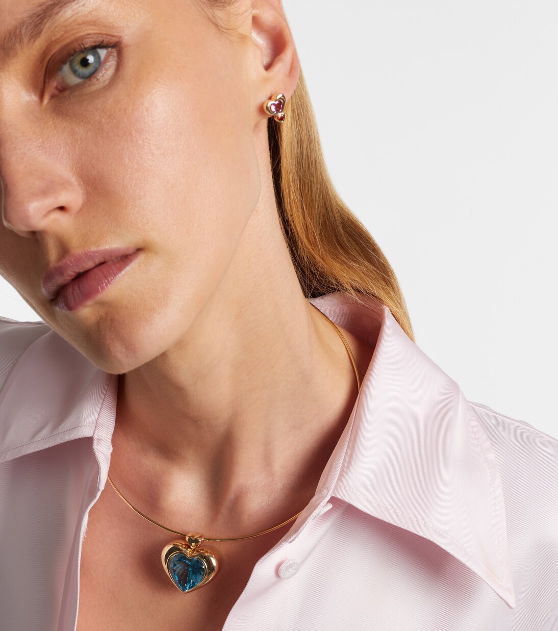 Collier Cupid's Big Heart en or 14 ct et topaze | Roxanne First