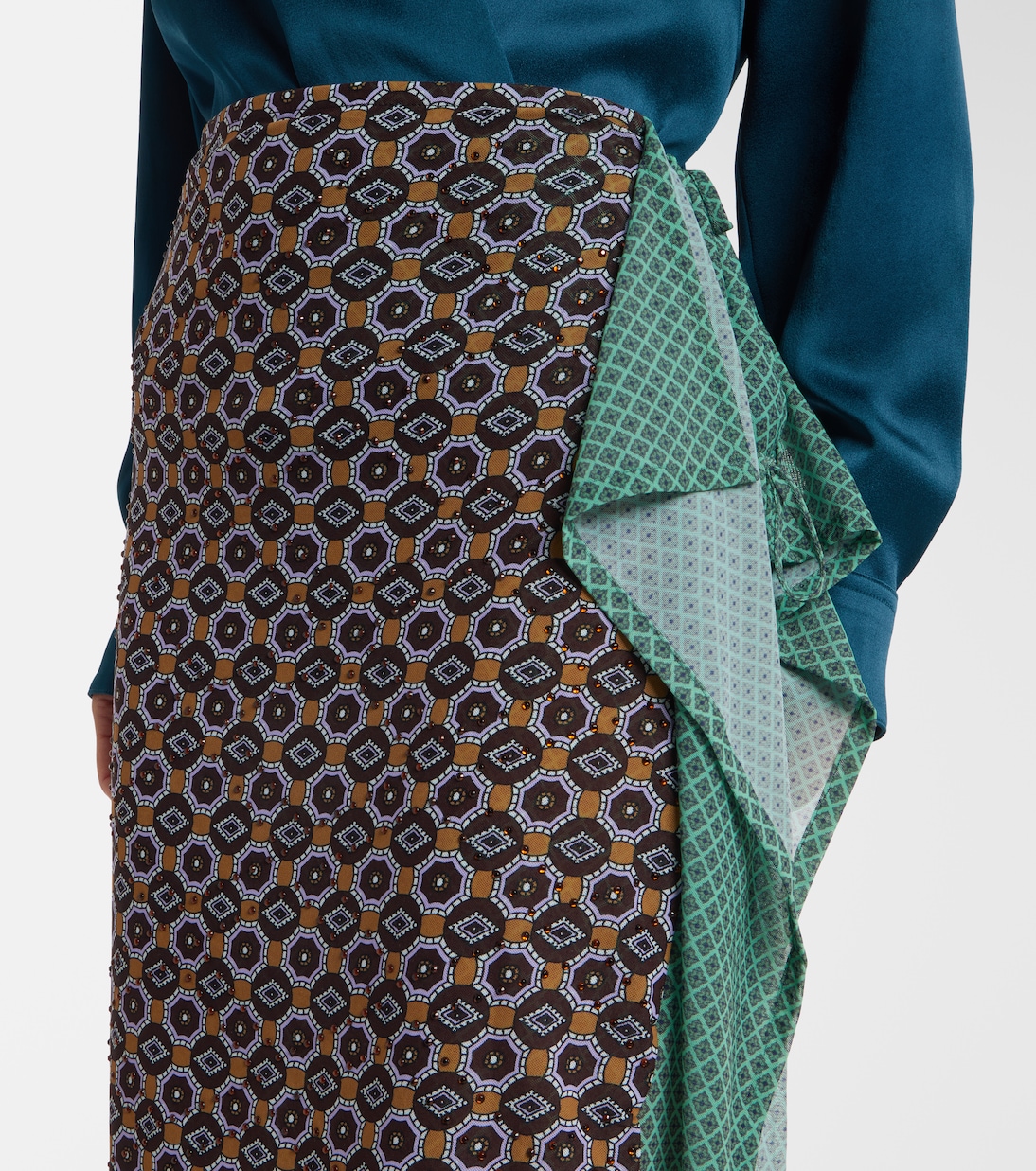 Embellished printed jersey midi skirt | Dries Van Noten