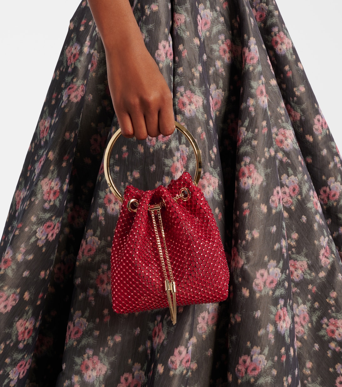 Bon Bon Small embellished satin bucket bag | Jimmy Choo