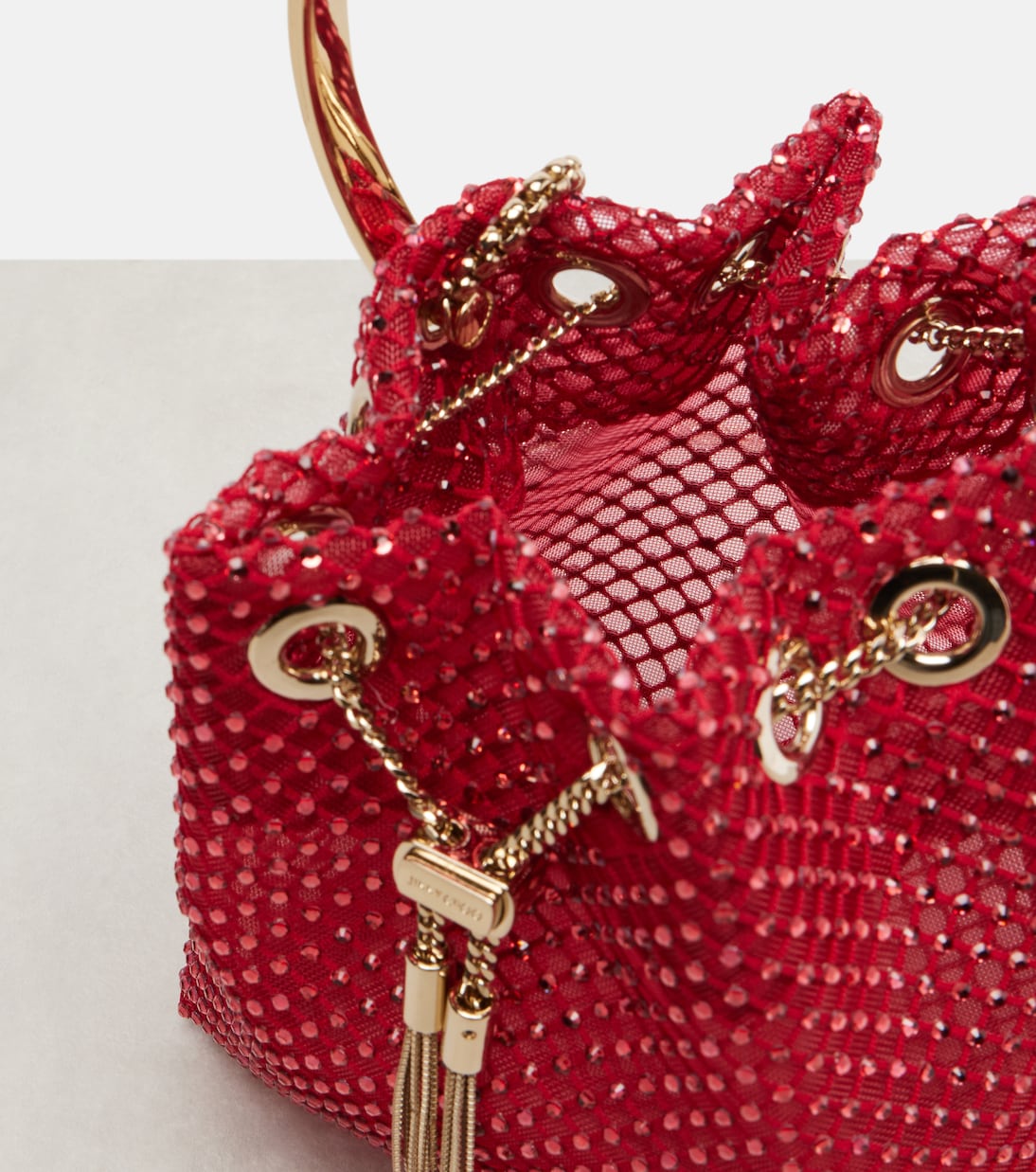 Bon Bon Small embellished satin bucket bag | Jimmy Choo