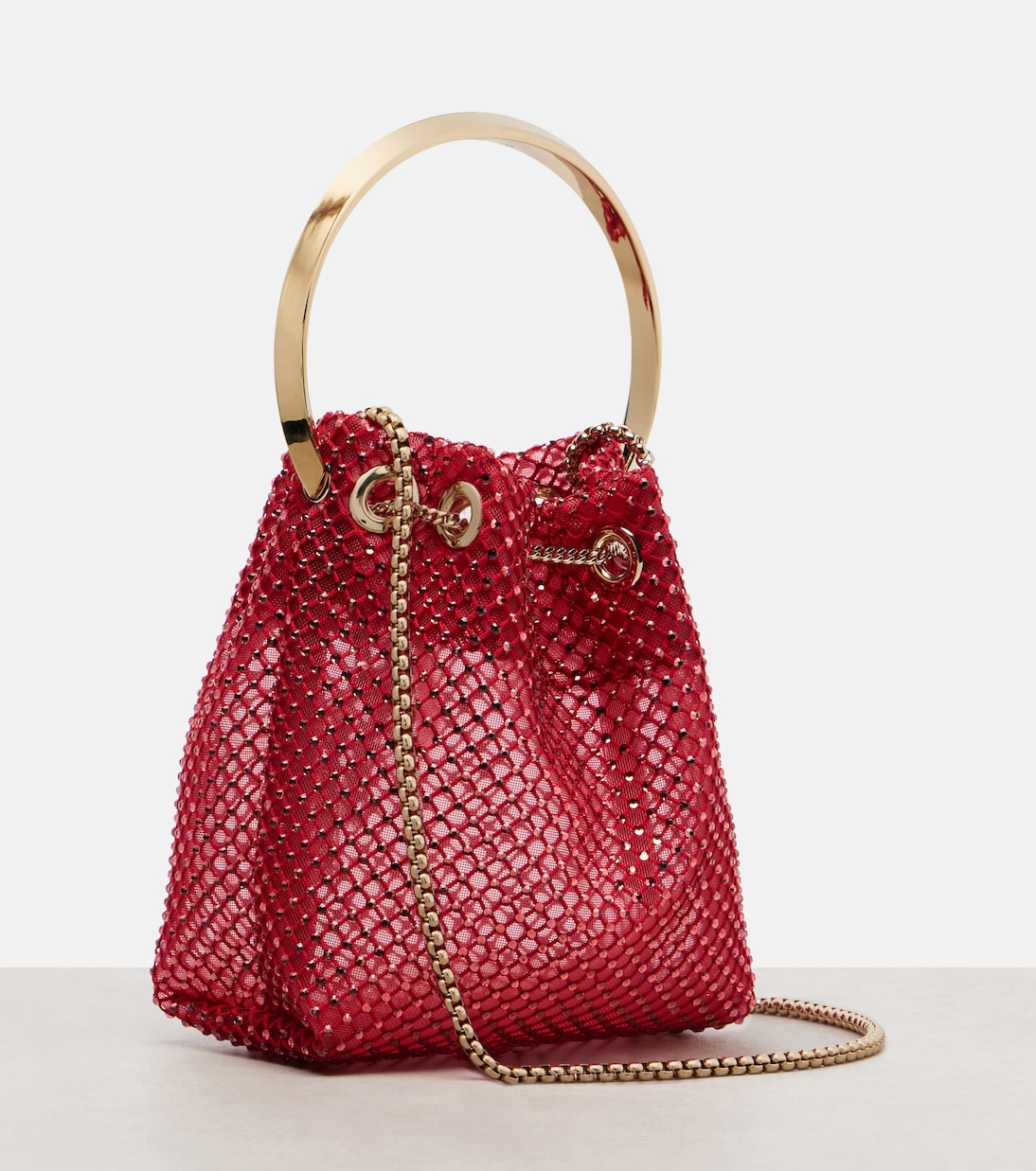 Bon Bon Small embellished satin bucket bag | Jimmy Choo