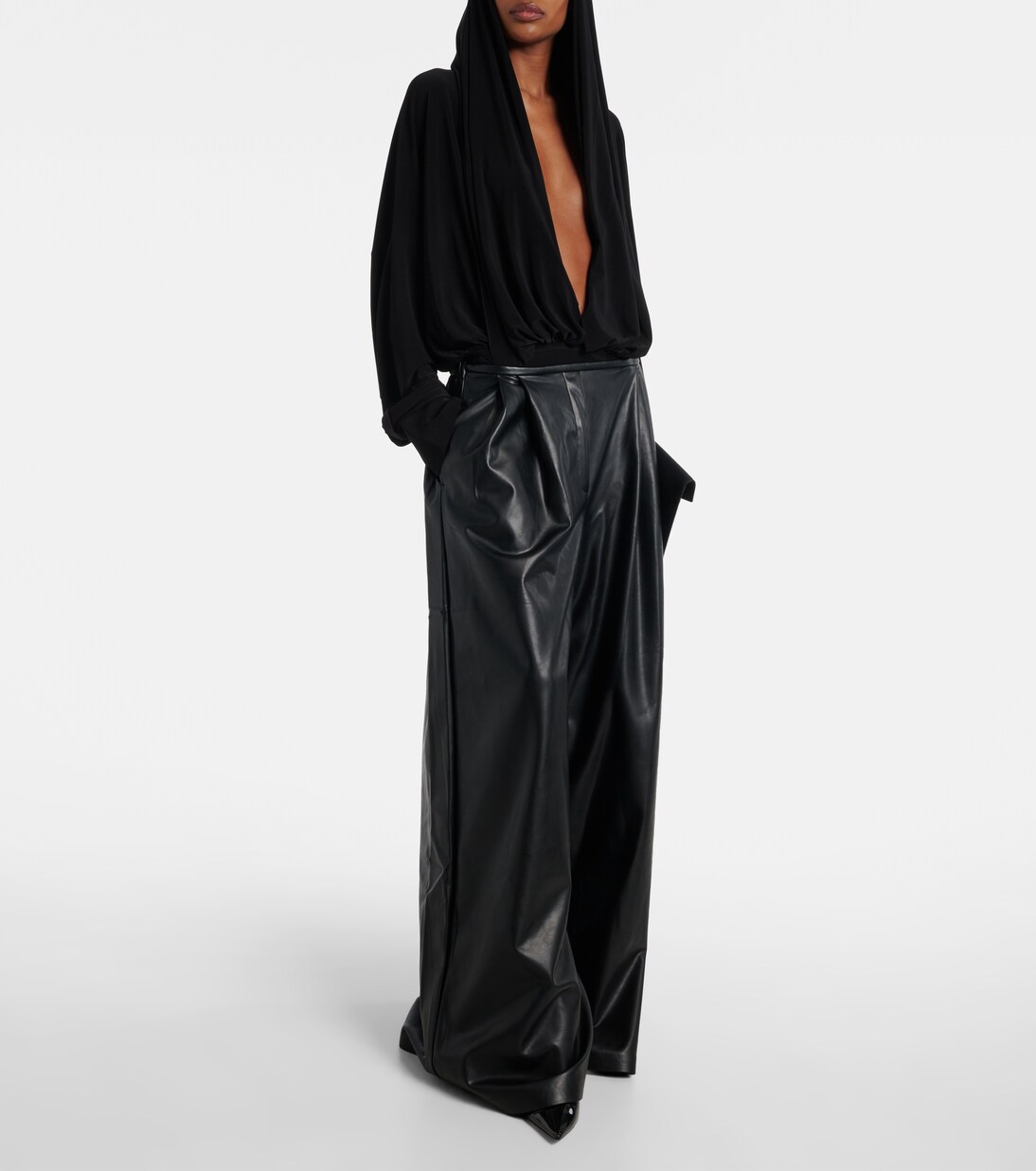 Draped hooded bodysuit | Norma Kamali