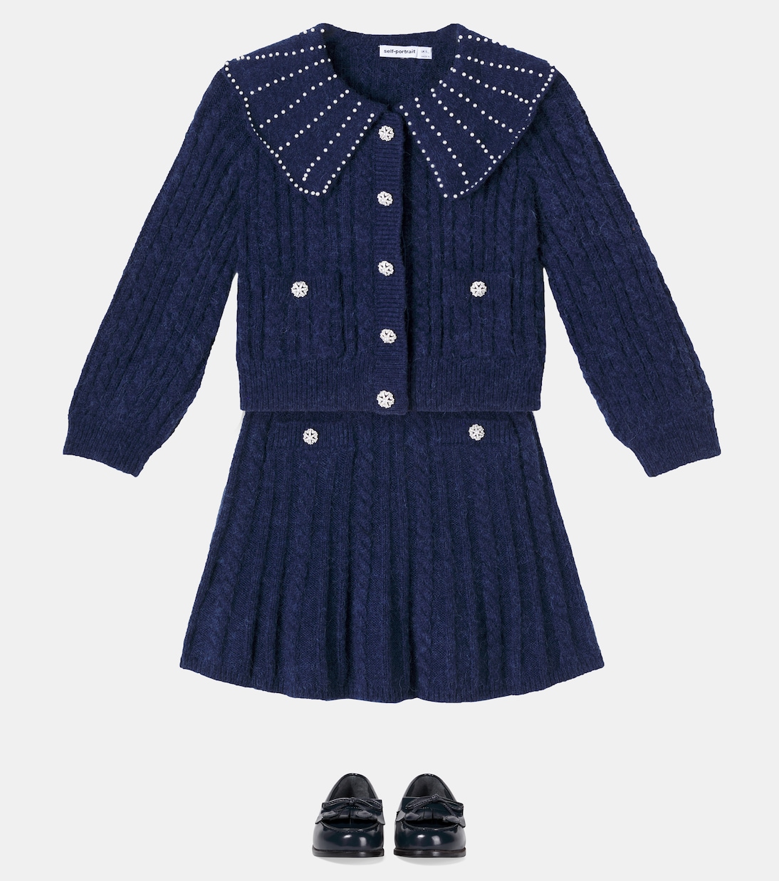 Cable-knit embellished skirt | Self-Portrait Kids