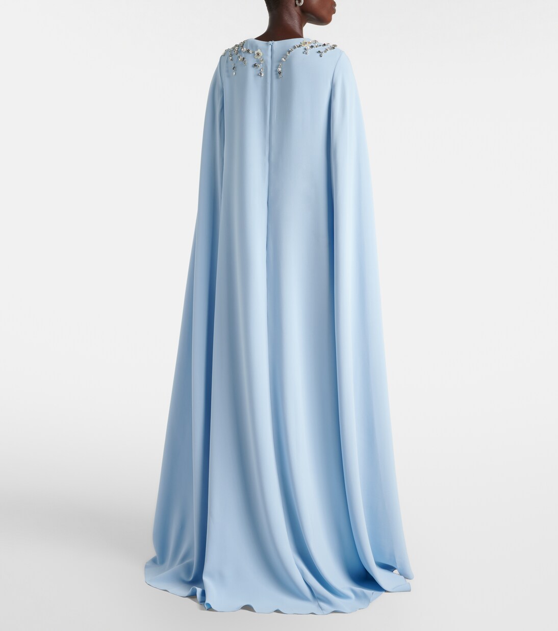 Caped embellished silk-blend gown | Oscar de la Renta