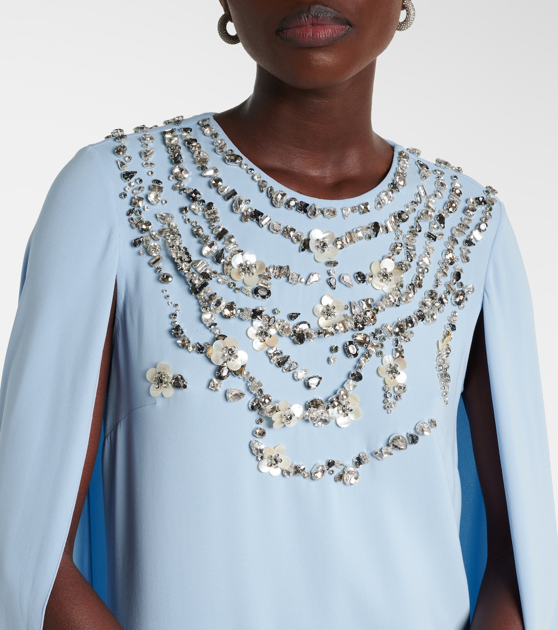 Caped embellished silk-blend gown | Oscar de la Renta