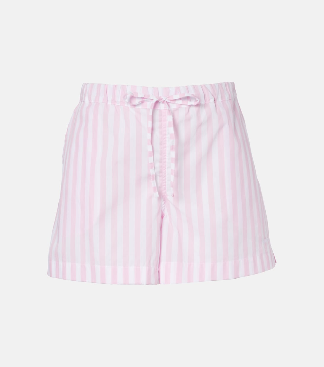 Embroidered striped cotton poplin shorts | Hunza G