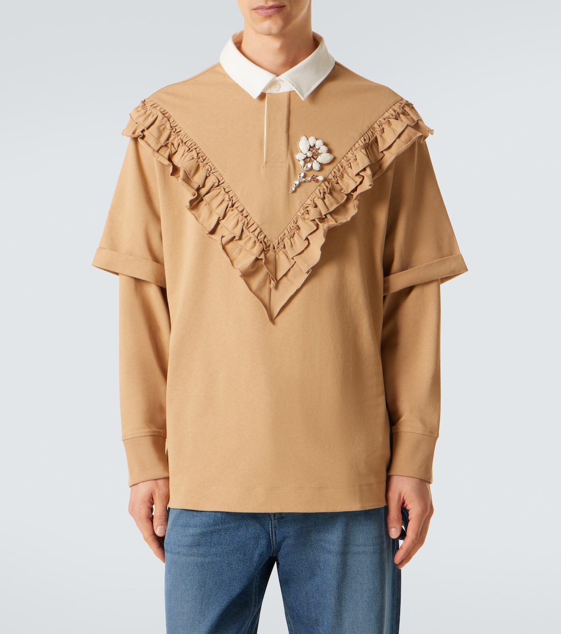 Ruffled cotton polo shirt | Simone Rocha