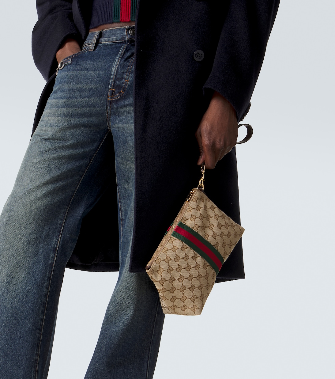 GG Canvas Small pouch with strap | Gucci