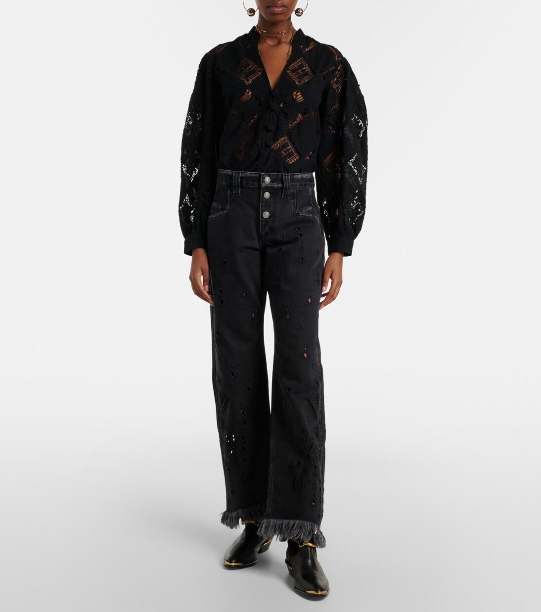 Jean flare Amia à broderies anglaises | Isabel Marant