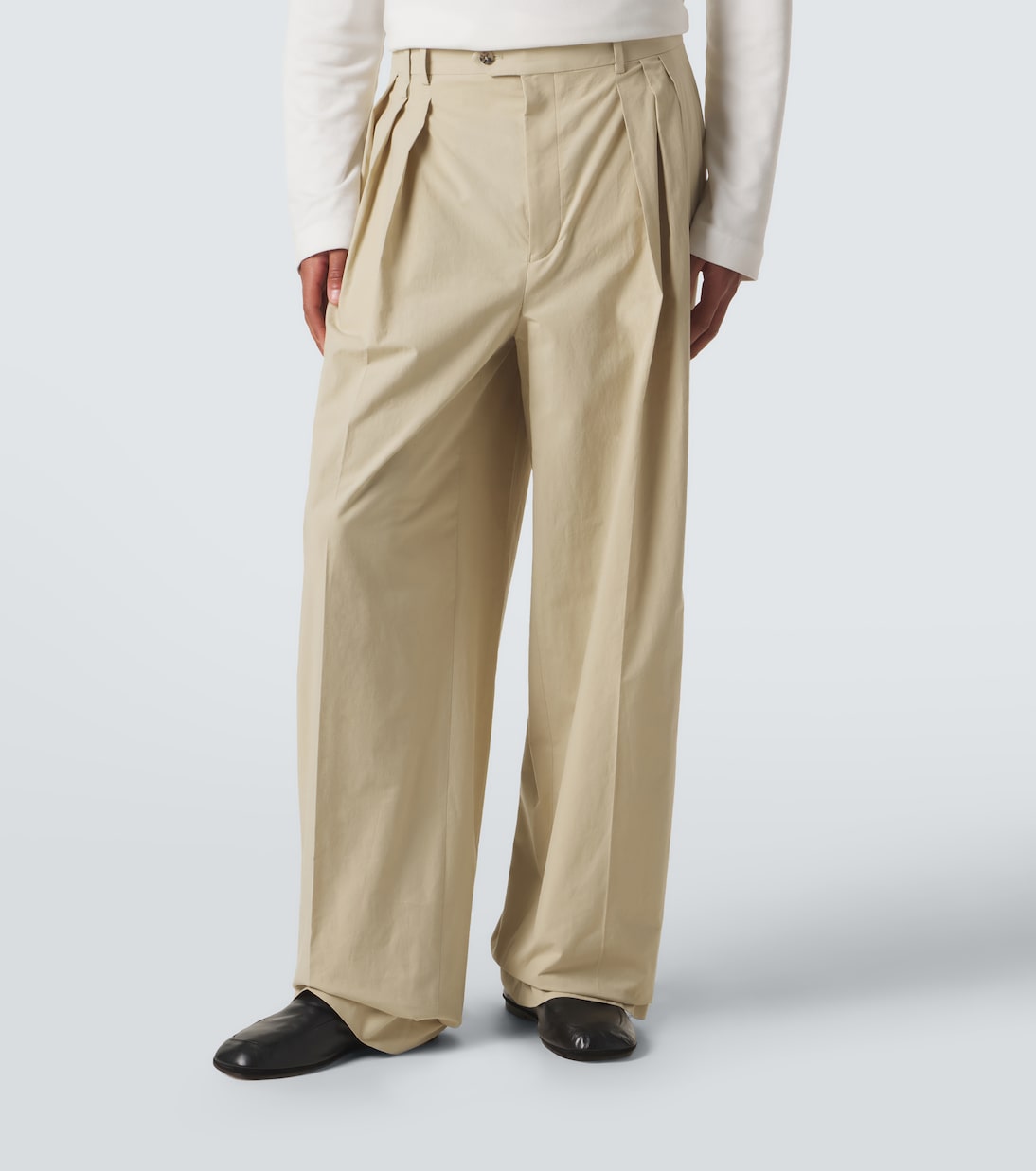 Baxter pleated cotton straight pants | Calvin Klein Collection