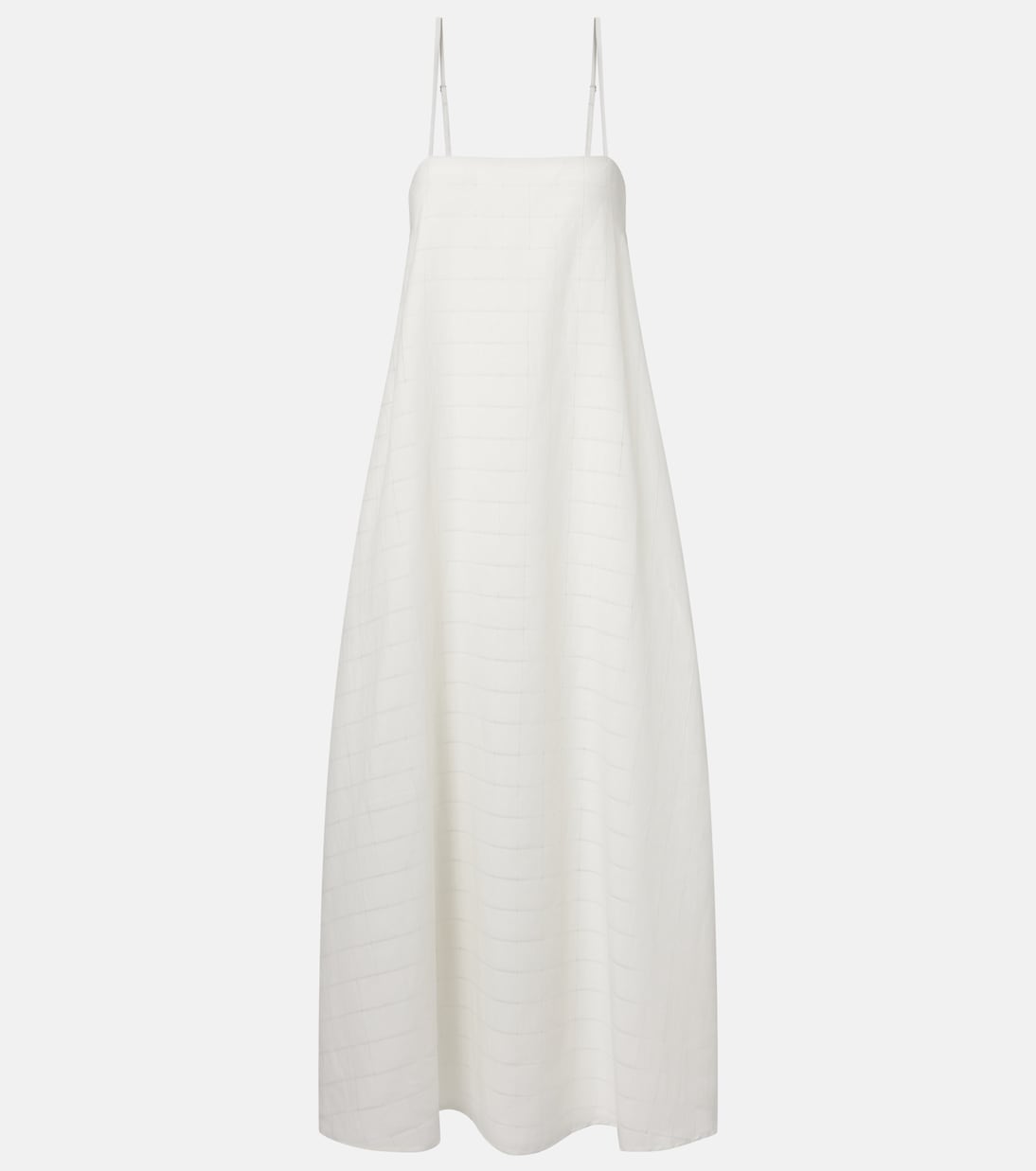 Melfi checked linen and cotton maxi dress | Asceno