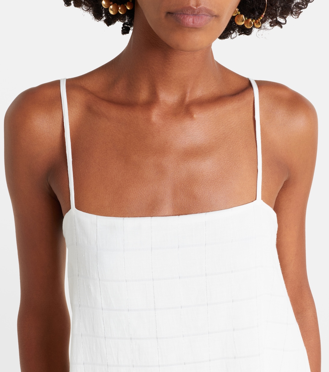 Melfi checked linen and cotton maxi dress | Asceno