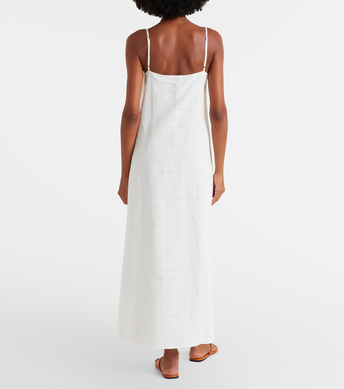 Melfi checked linen and cotton maxi dress | Asceno