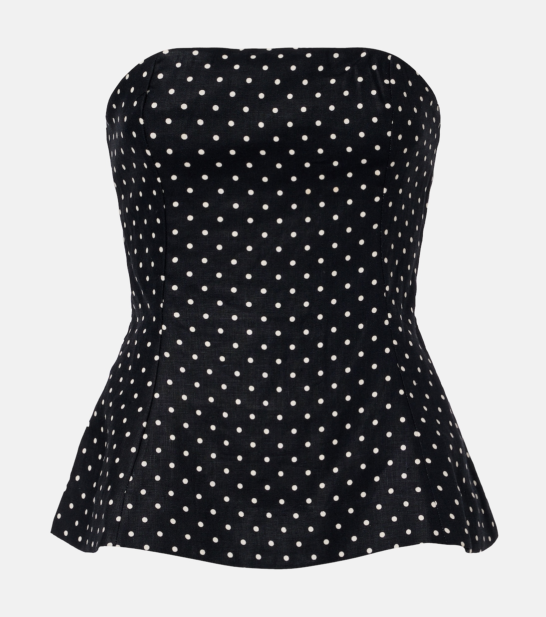 Petro polka-dot peplum linen top | Faithfull