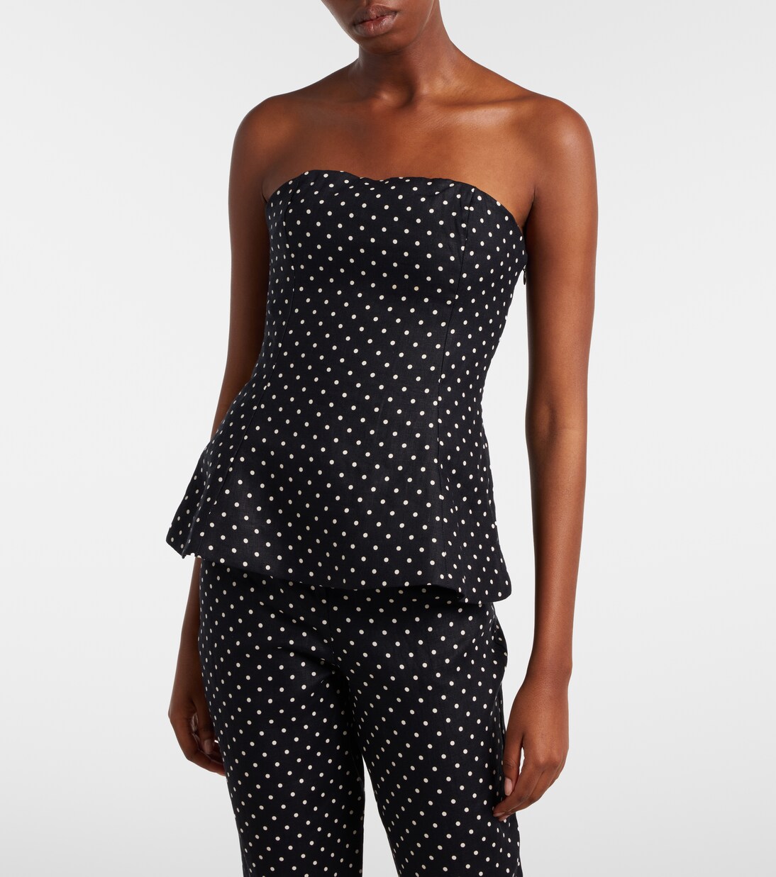 Petro polka-dot peplum linen top | Faithfull