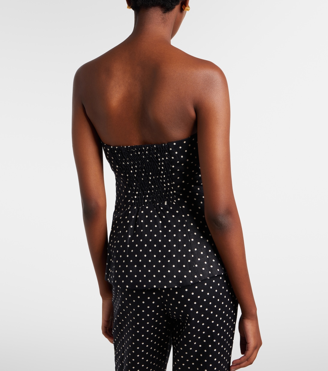 Petro polka-dot peplum linen top | Faithfull