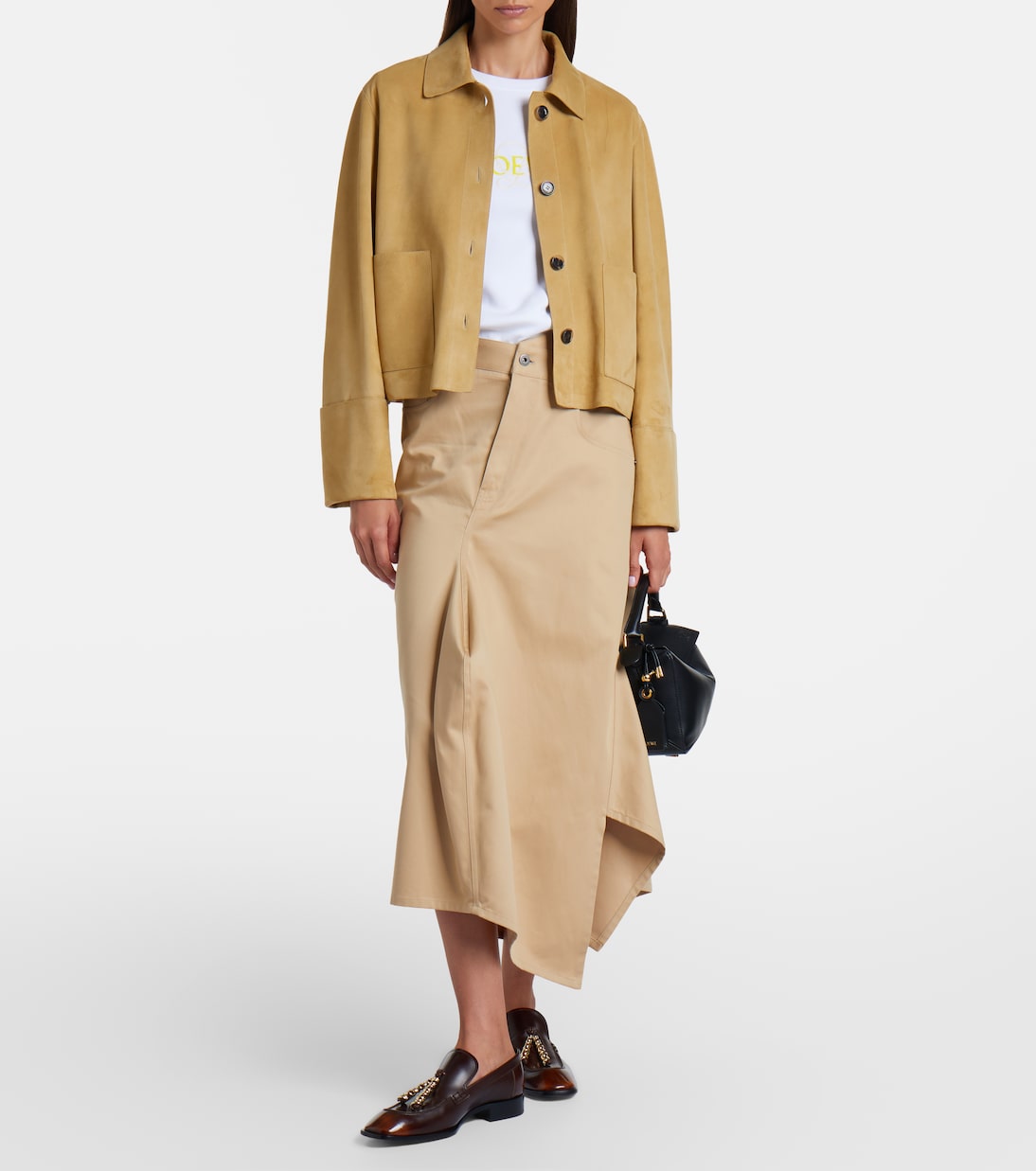 Asymmetric cotton midi skirt | Loewe