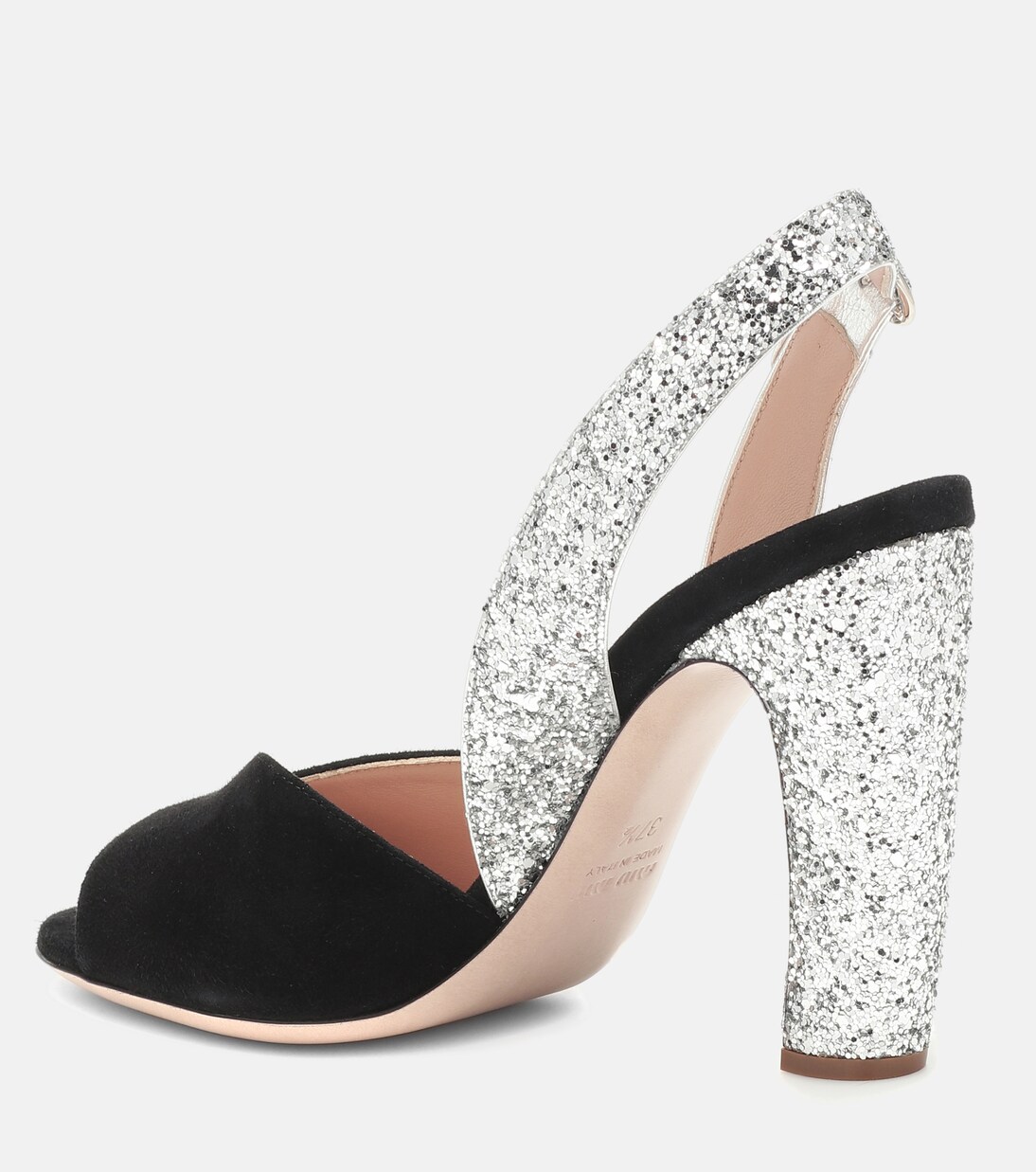 Slingback-Sandalen mit Glitter | Miu Miu