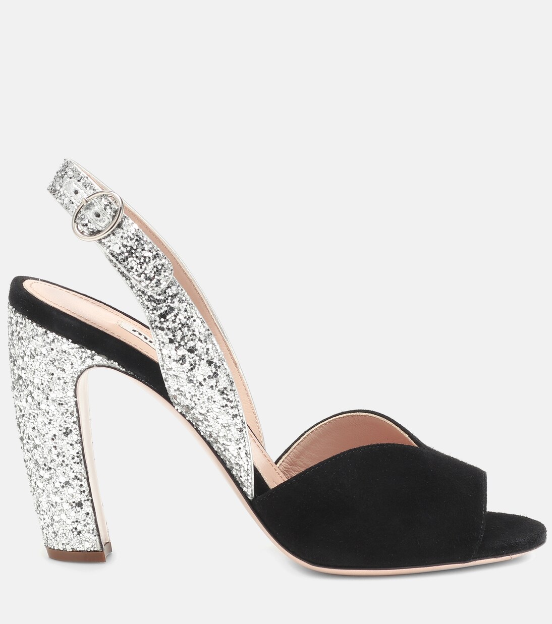 Slingback-Sandalen mit Glitter | Miu Miu