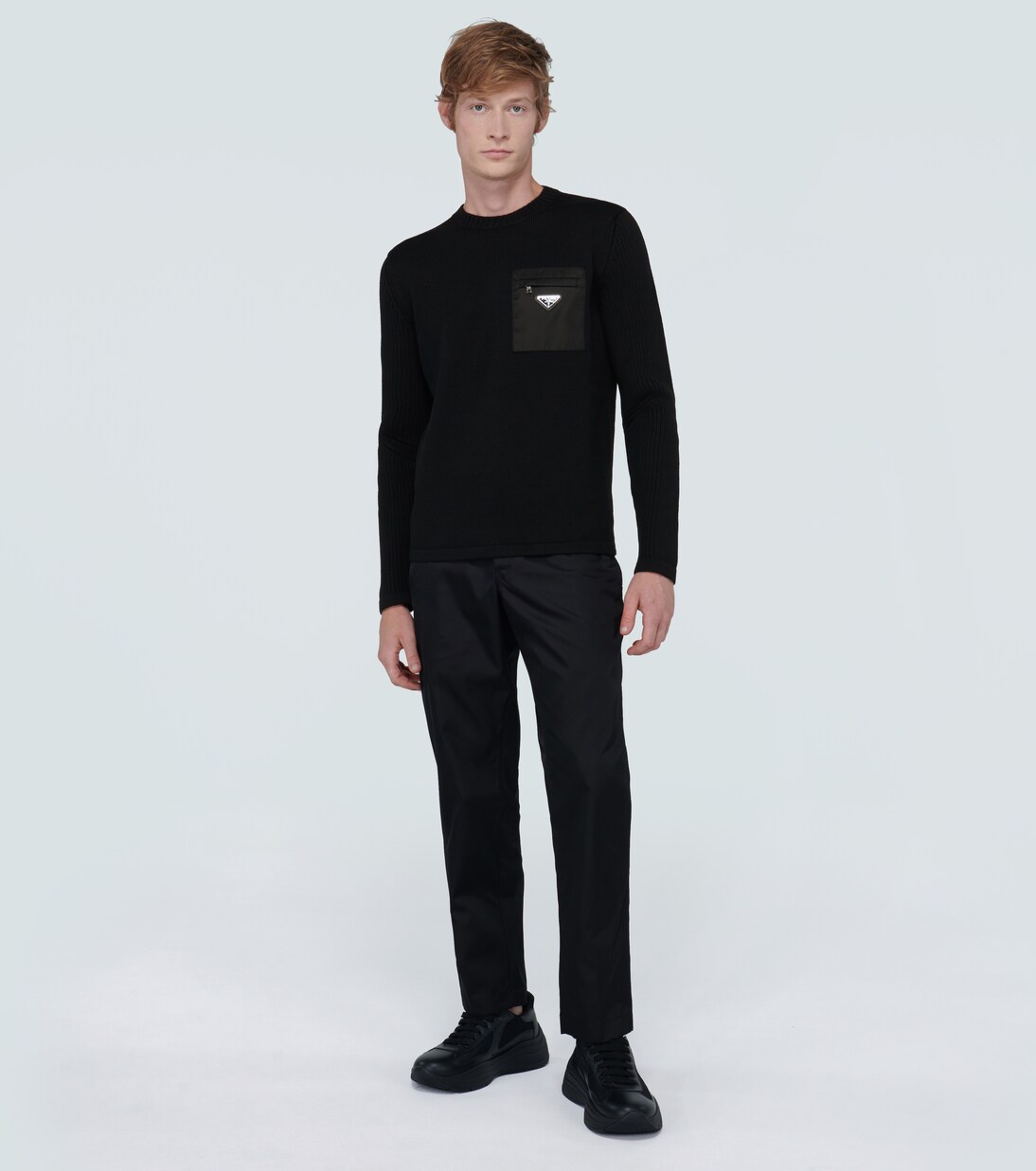Crewneck sweater with nylon pocket | Prada