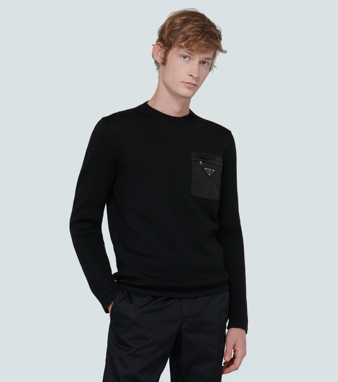 Crewneck sweater with nylon pocket | Prada
