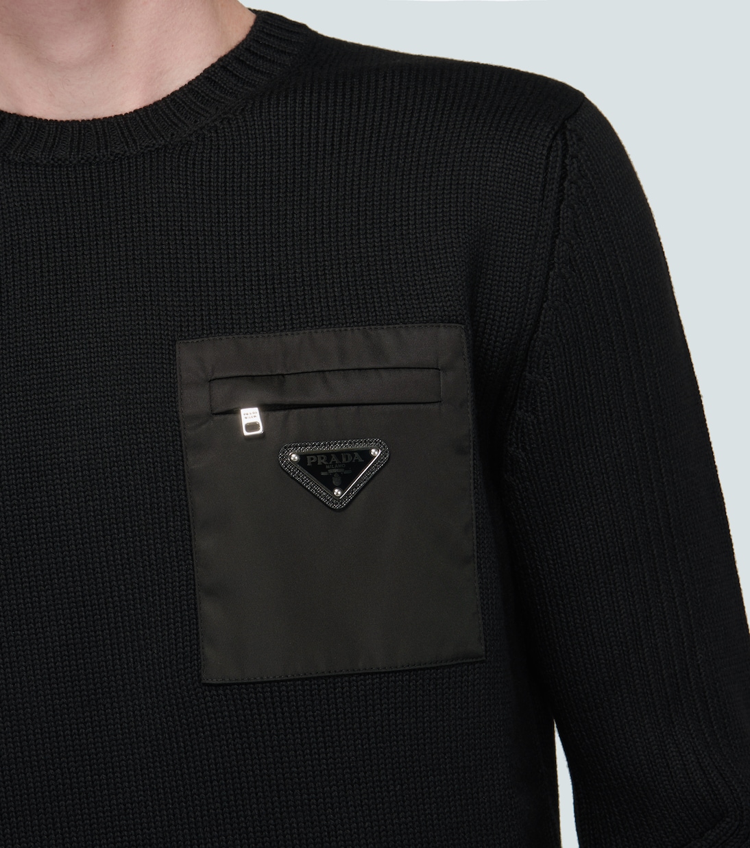 Crewneck sweater with nylon pocket | Prada