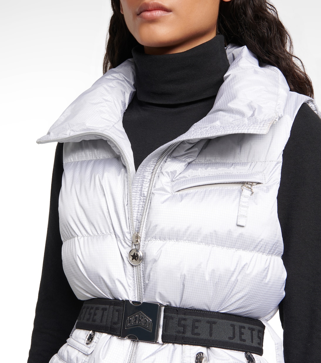 Clara Glam belted puffer vest | Jet Set