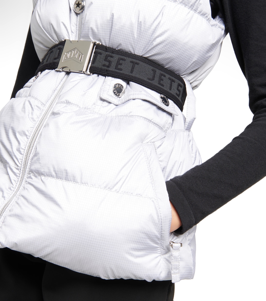 Clara Glam belted puffer vest | Jet Set