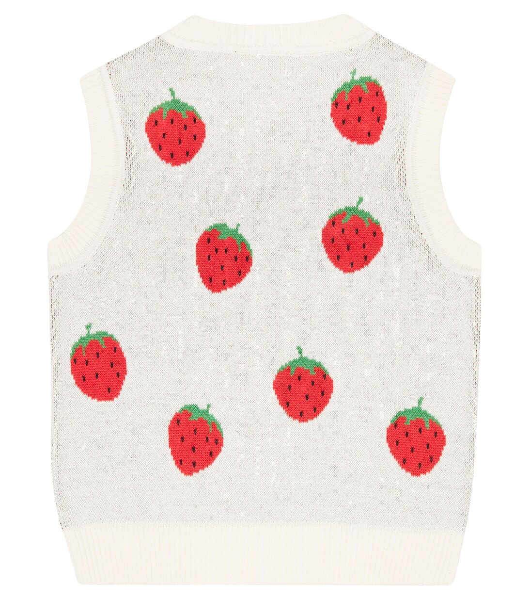 Strawberry jacquard cotton sweater vest | Mini Rodini