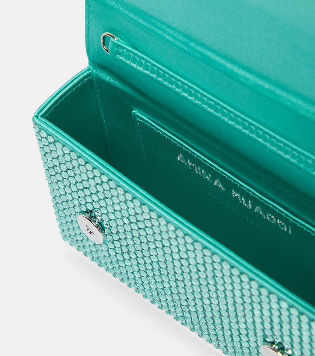 Clutch Paloma Micro in raso | Amina Muaddi