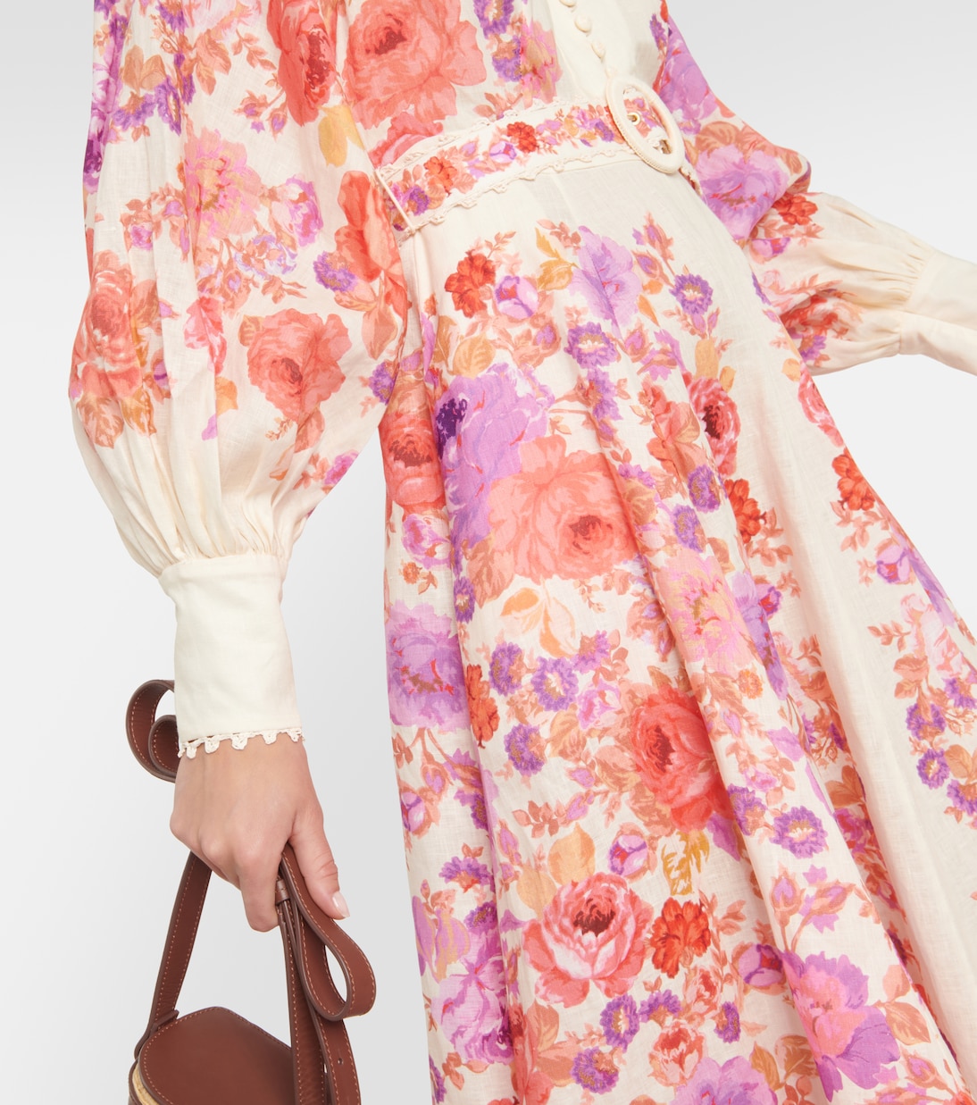 Robe midi Raie en lin à fleurs | Zimmermann