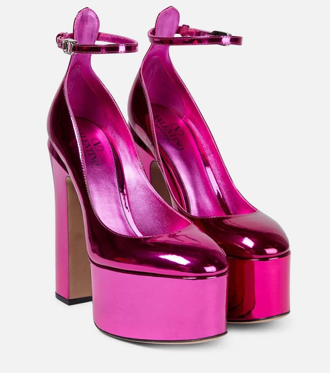 Plateau-Pumps Tan-Go 155 aus Metallic-Leder | Valentino Garavani