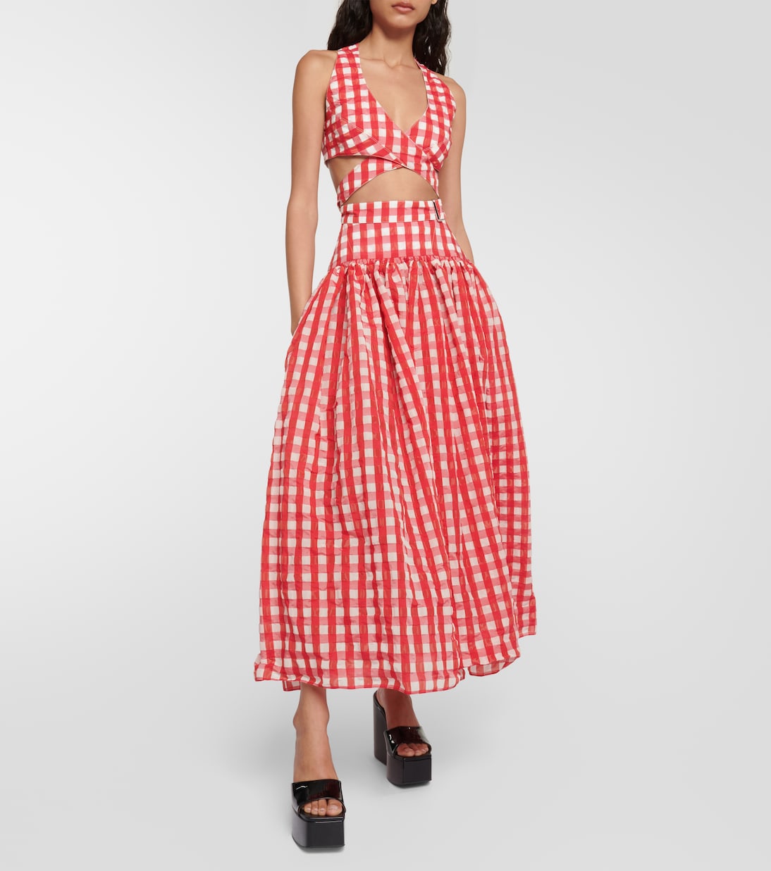 Vichy gingham cutout crop top | Alaïa