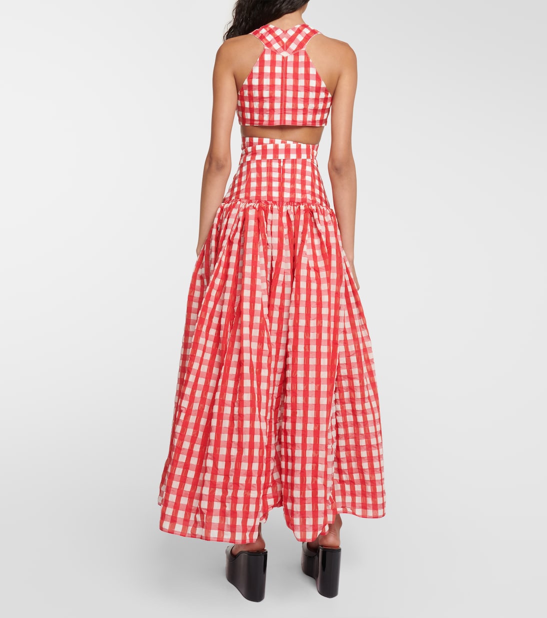 Vichy gingham cutout crop top | Alaïa
