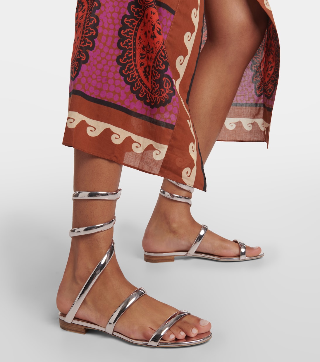 Sandalen Cleo aus Metallic-Leder | Rene Caovilla