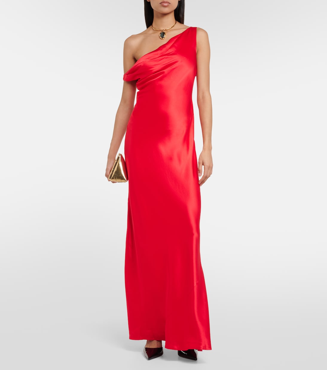 Robe longue Ashanti asymétrique en satin | Staud