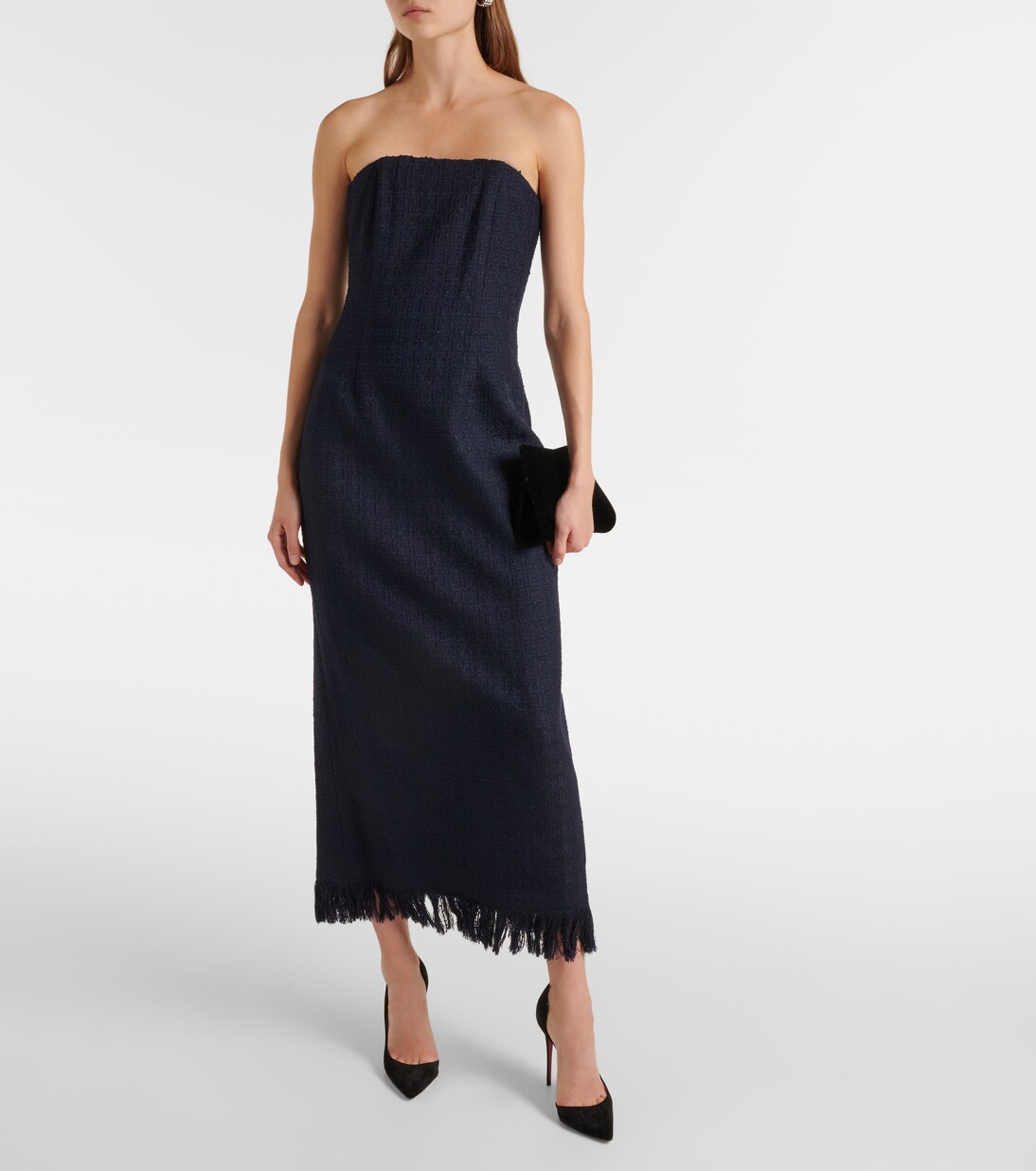 Robe bustier en laine et mohair mélangés | Oscar de la Renta