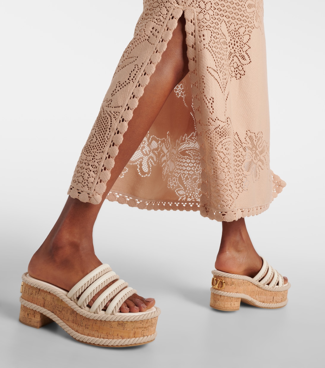 VLogo Summerblocks leather platform mules | Valentino Garavani