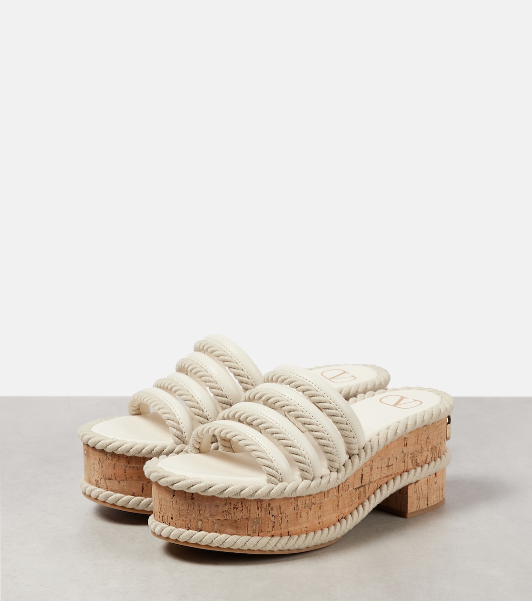 VLogo Summerblocks leather platform mules | Valentino Garavani
