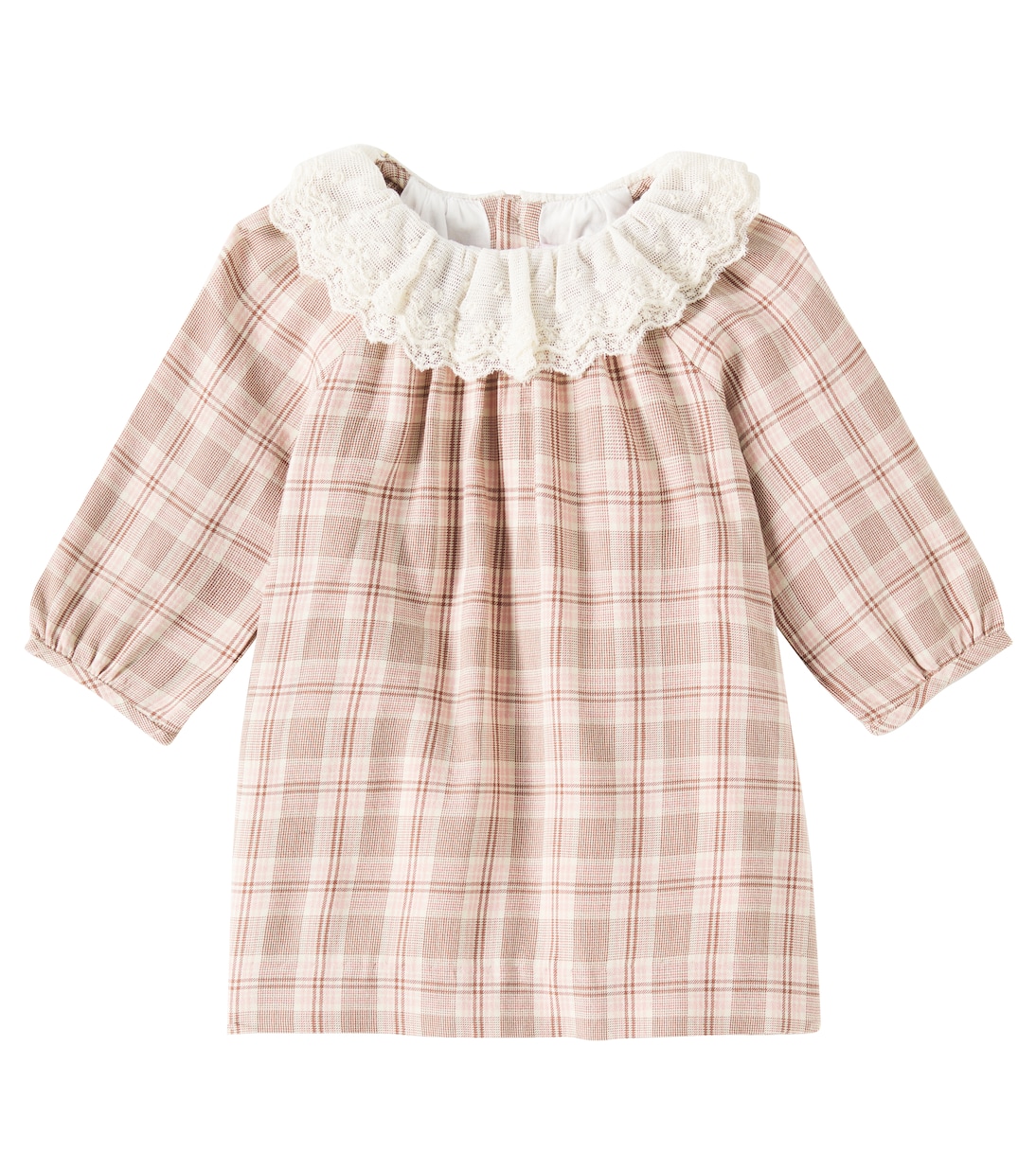 Baby Flavili lace-trimmed checked dress | Bonpoint