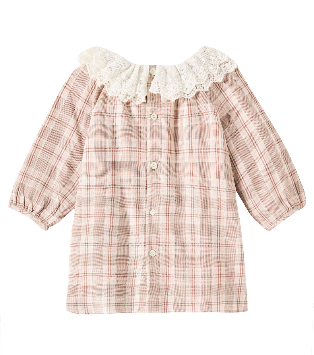 Baby Flavili lace-trimmed checked dress | Bonpoint