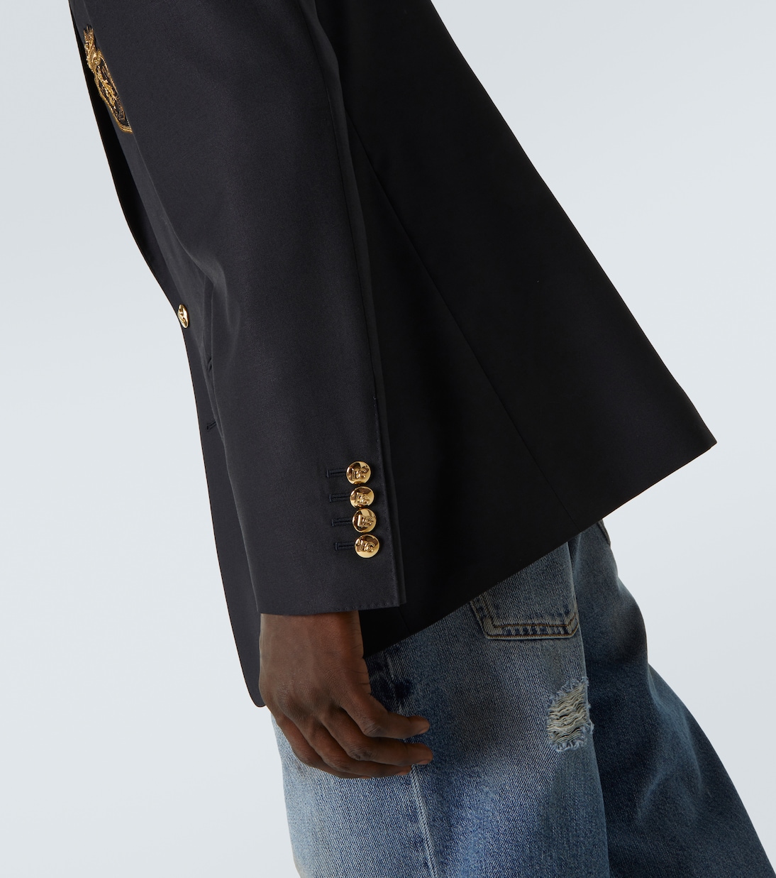 羊毛与真丝贴片贴花西装式外套 | Dolce&Gabbana