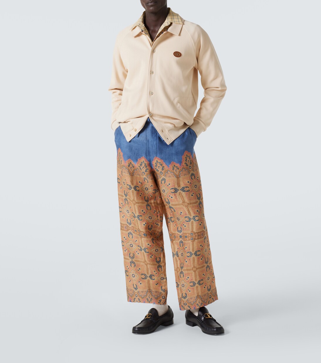 Pantaloni a gamba larga in lino con stampa | Valentino
