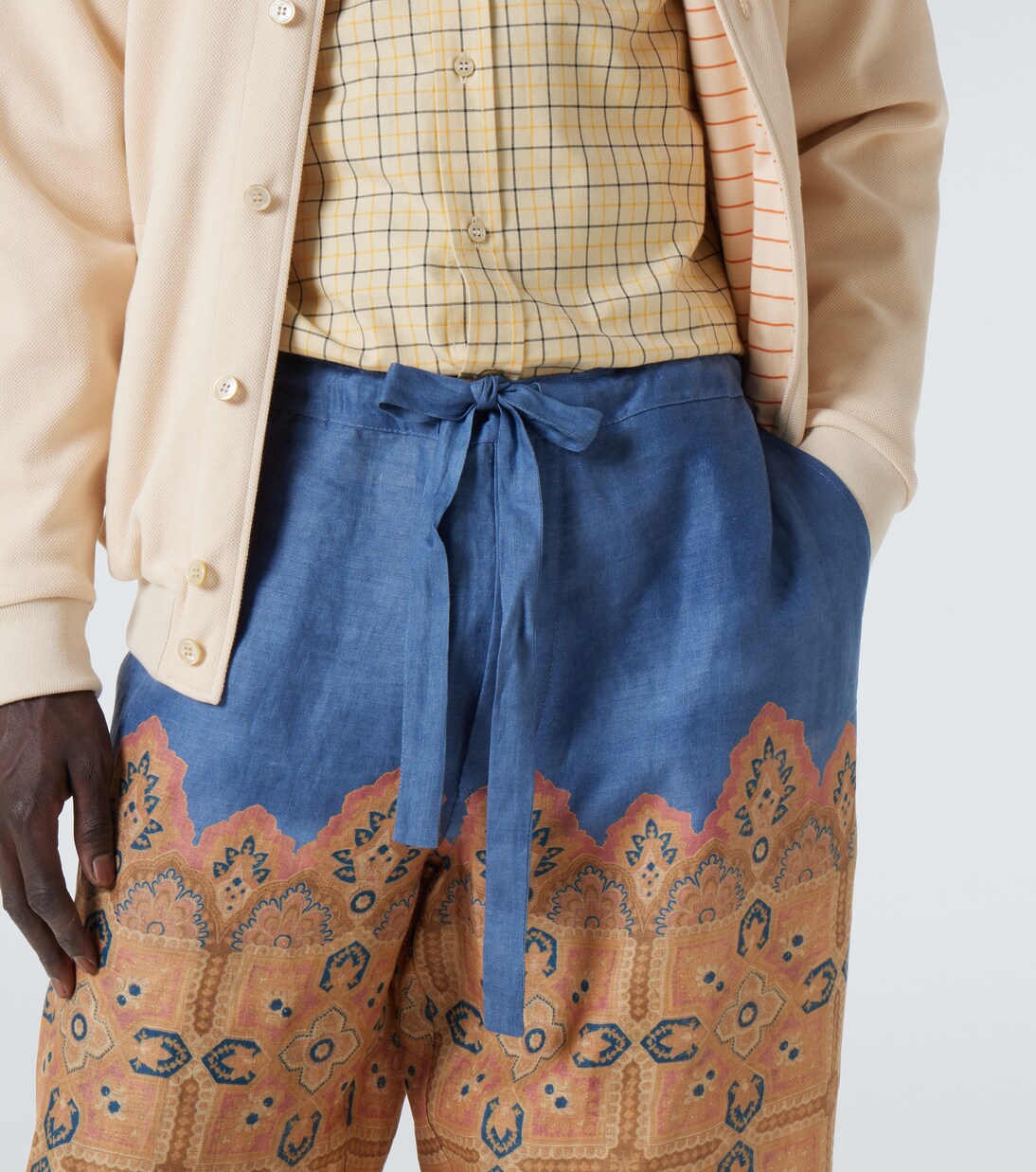 Pantaloni a gamba larga in lino con stampa | Valentino