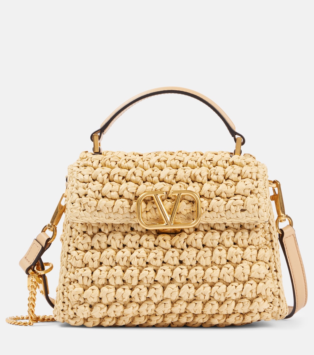 VSling Mini raffia-effect tote bag | Valentino Garavani