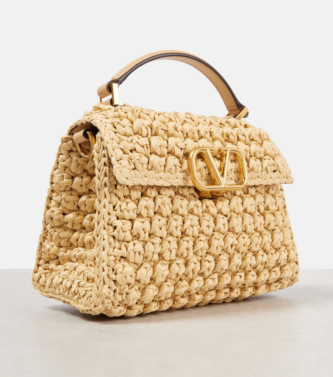VSling Mini raffia-effect tote bag | Valentino Garavani