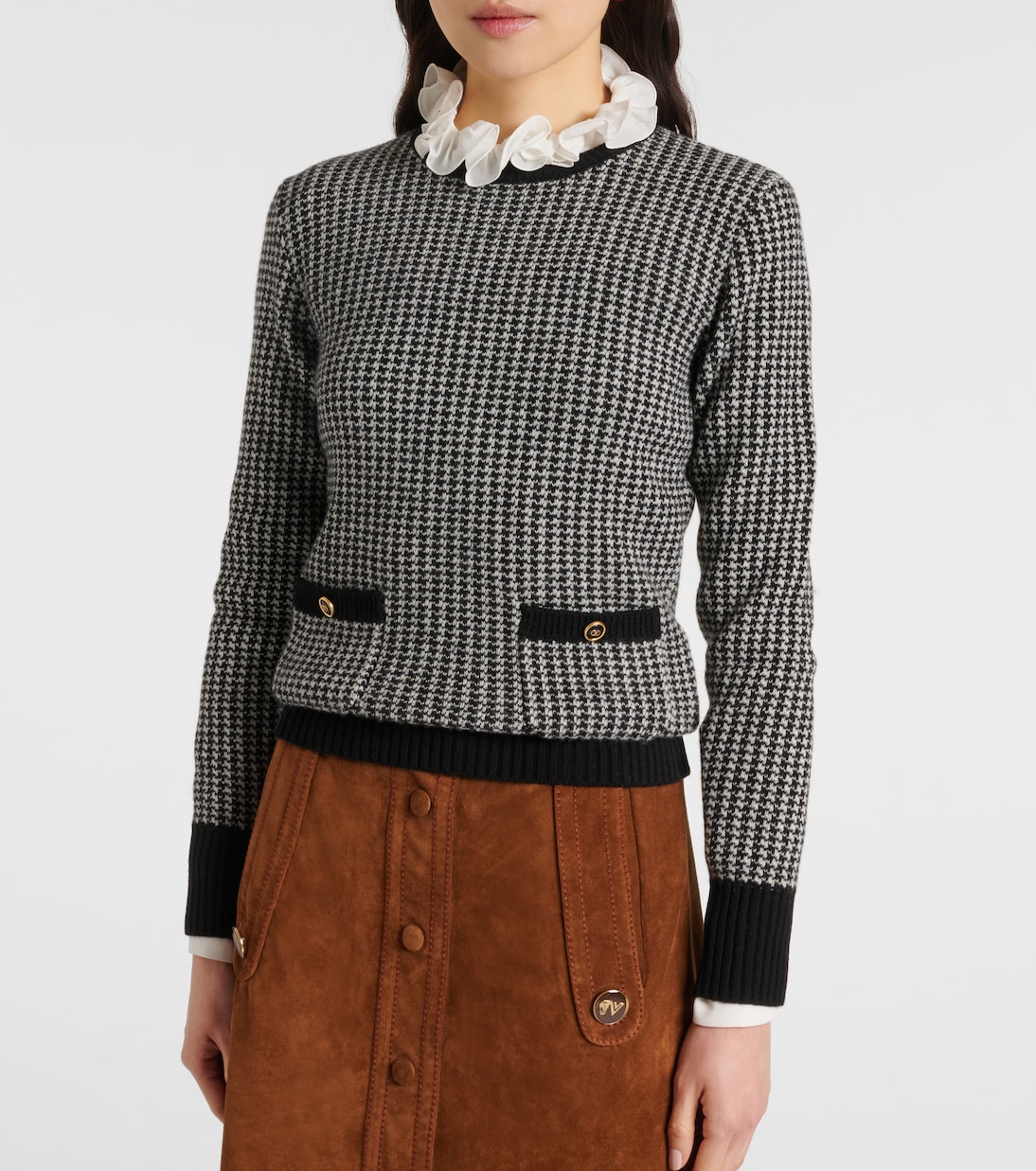 Houndstooth virgin wool sweater | Valentino