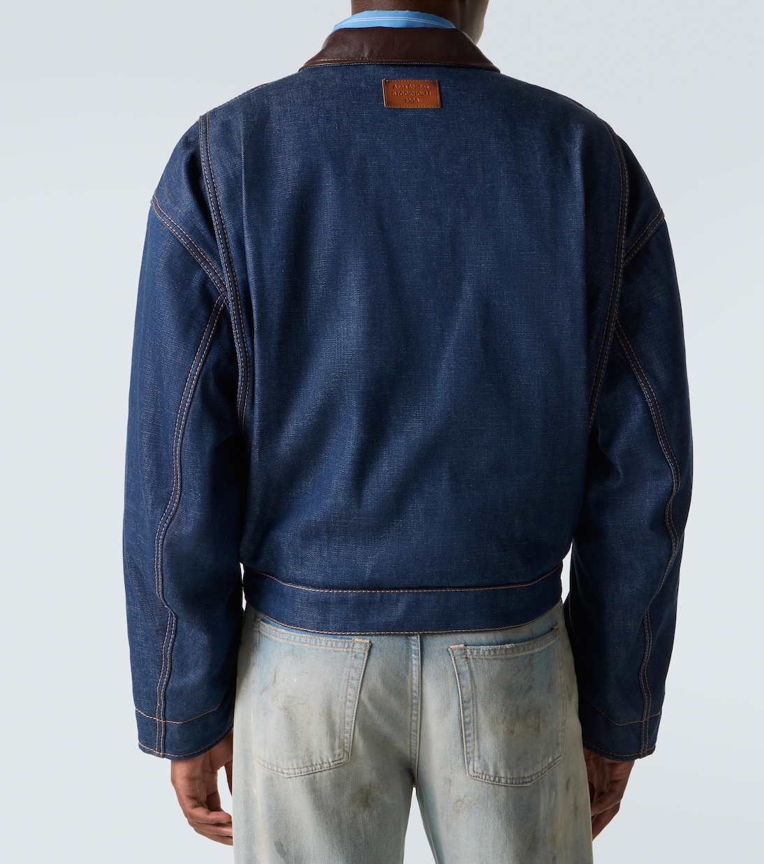 Leather-trimmed denim jacket | Acne Studios