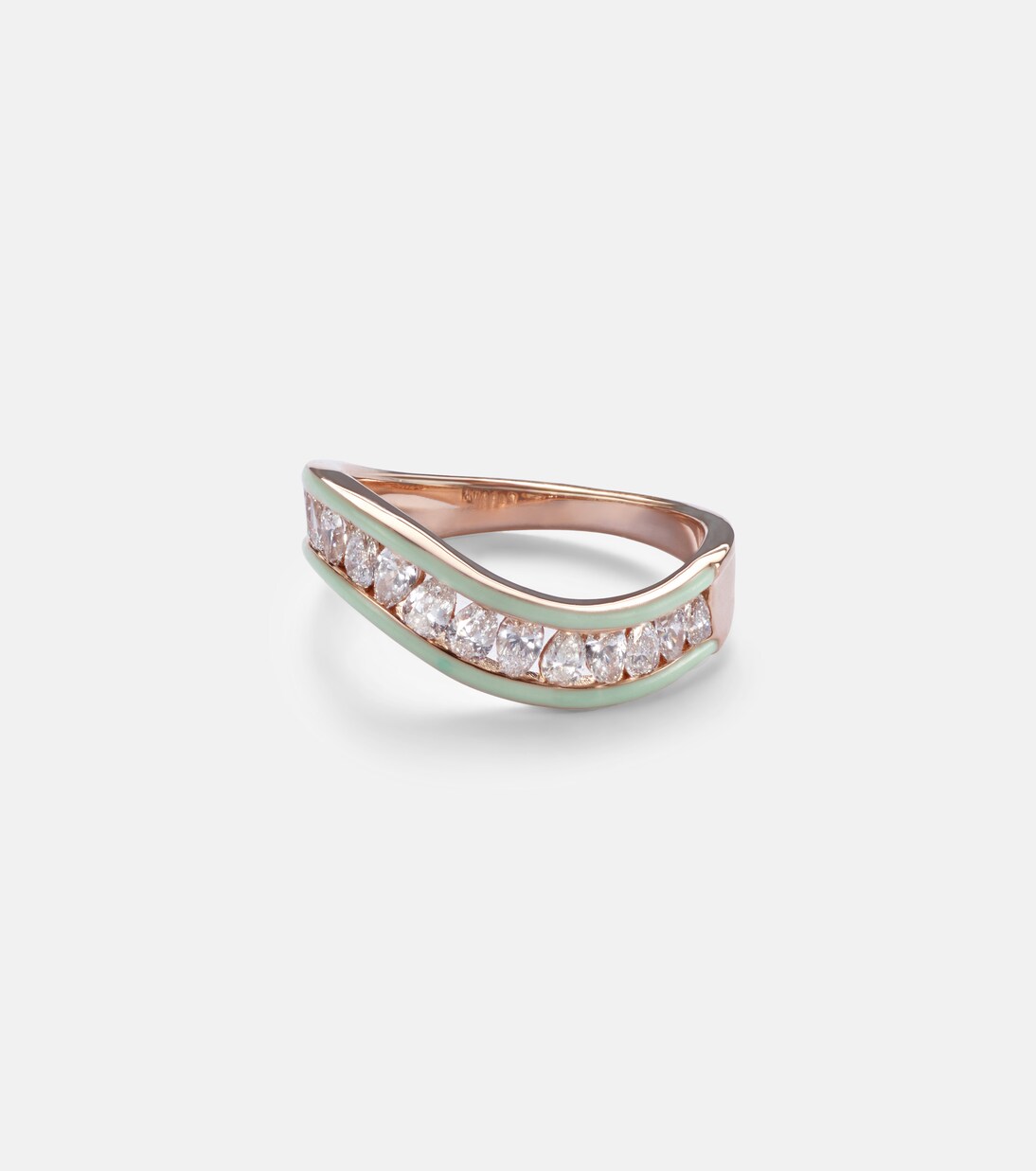 Bague en or rose 18 ct, émail et diamants | Kamyen