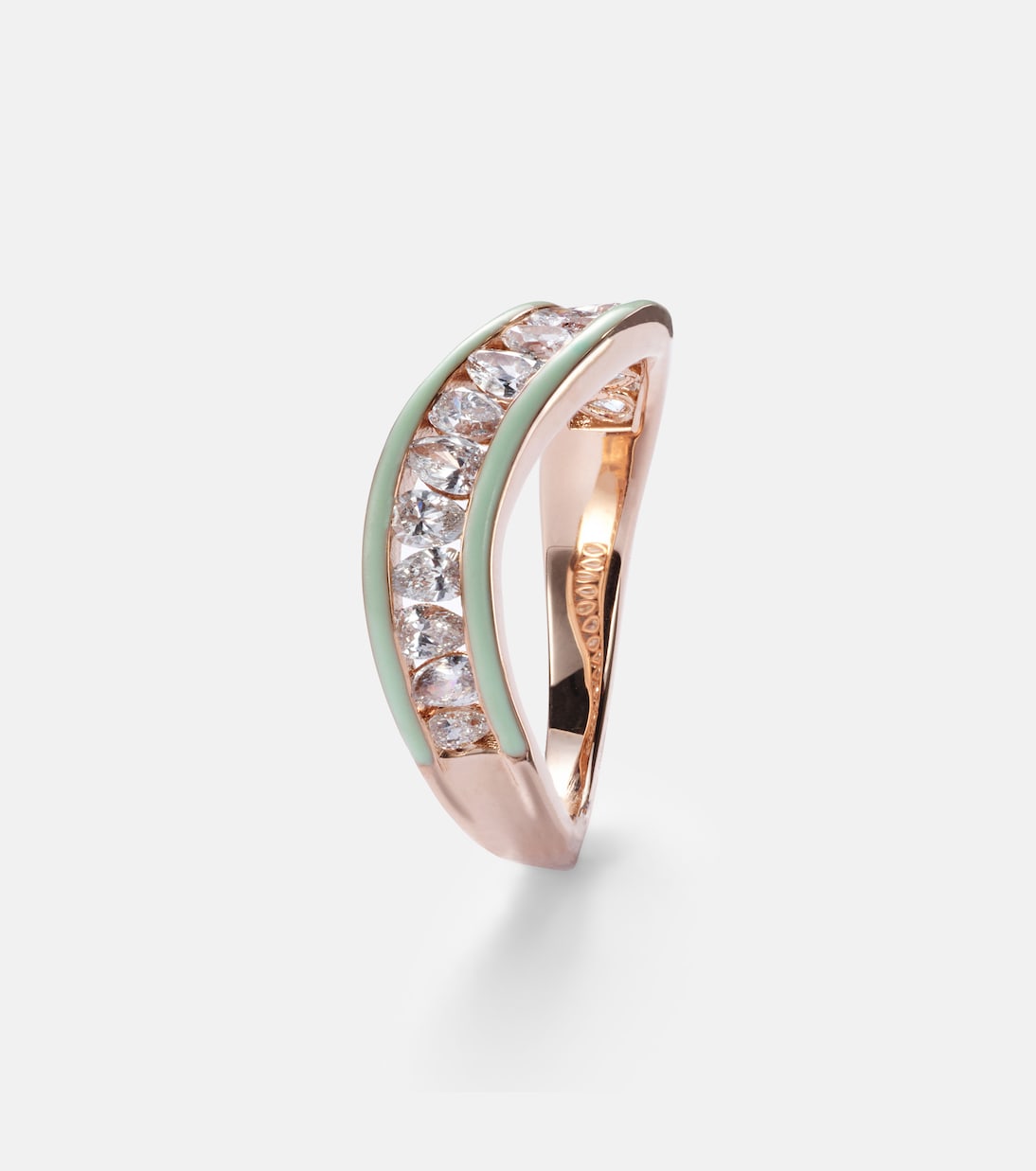 Bague en or rose 18 ct, émail et diamants | Kamyen
